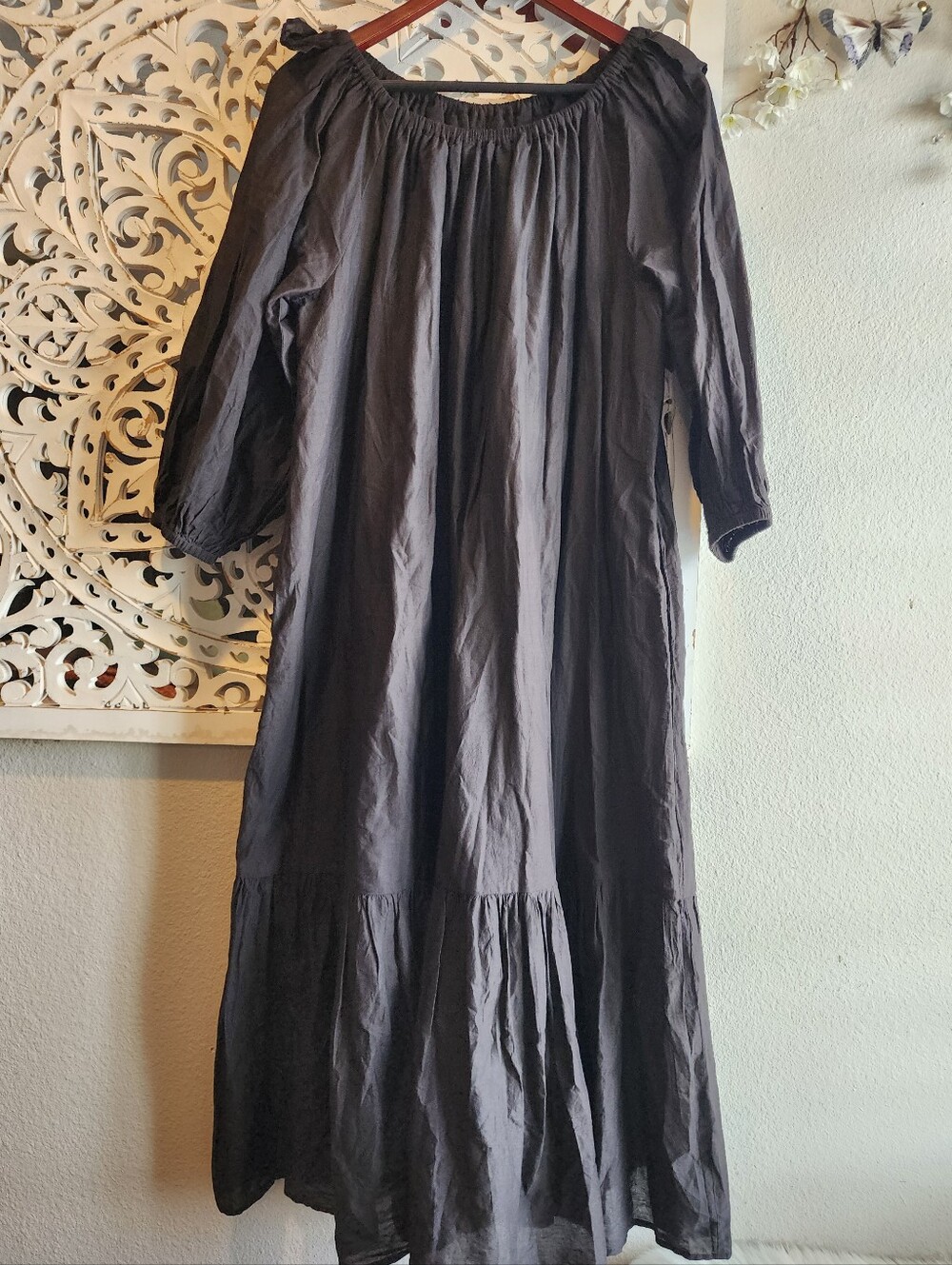 AUDREY AND JOHN WAD FRILL NECK LONG SLEEVES DRESS OVERSIZE ONE SIZE FITS ALL - Picture 12 of 15